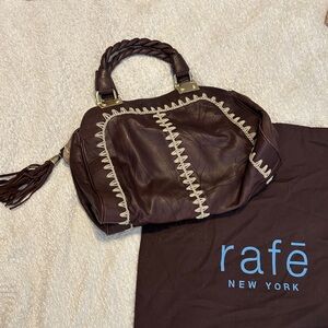 BRAND NEW Rafe New York Brown Leather Braided-Handle Boho handbag Satchel Hobo
